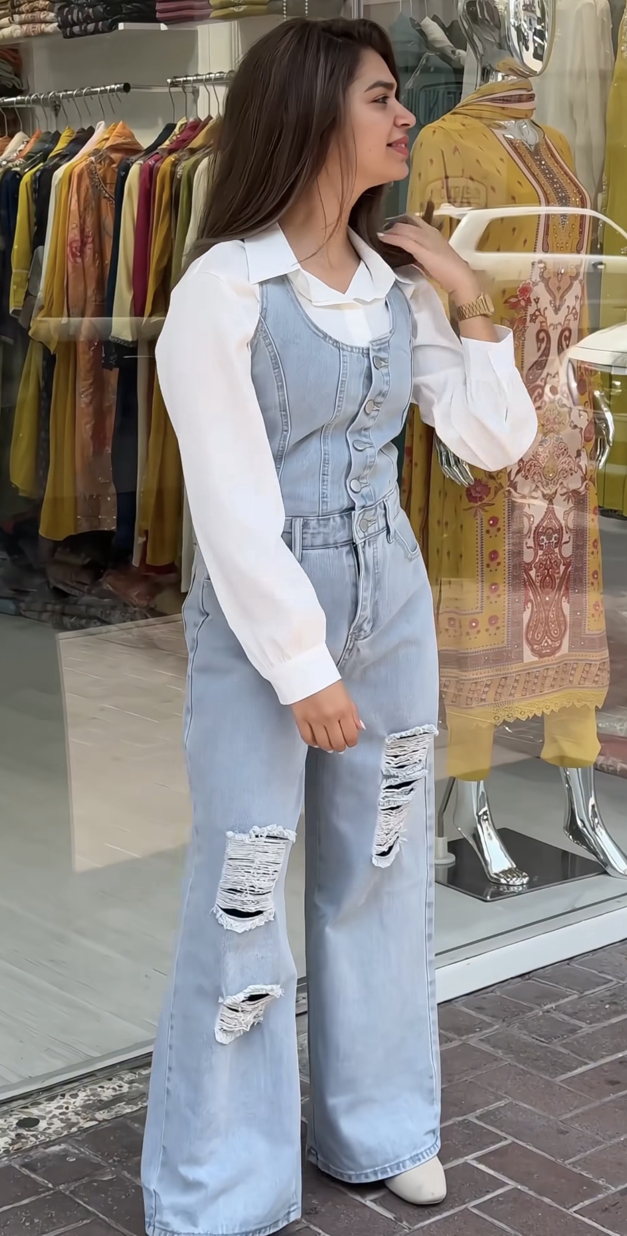 Denim jumpsuit ( without shirt )